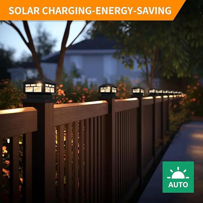 Solar Post Lights Outdoor, 20LM Fence Post Cap Lights,Waterproof, 2 Light Modes, Fit 3.5x3.5in 4x4in 5x5in Wooden Post, Solar Power Deck Lights for Garden Deck Patio Decoration（Black 4Pack） by GreenHaven Gardens