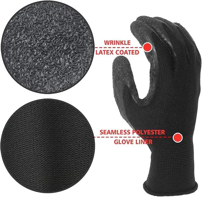 Evridwear Crinkle Latex Rubber Hand Coated Safety Work Gloves for Men Women General Multi Use Construction Warehouse Gardening Assembly Landscaping (XS-Size) 12 Pairs Pack by GreenHaven Gardens