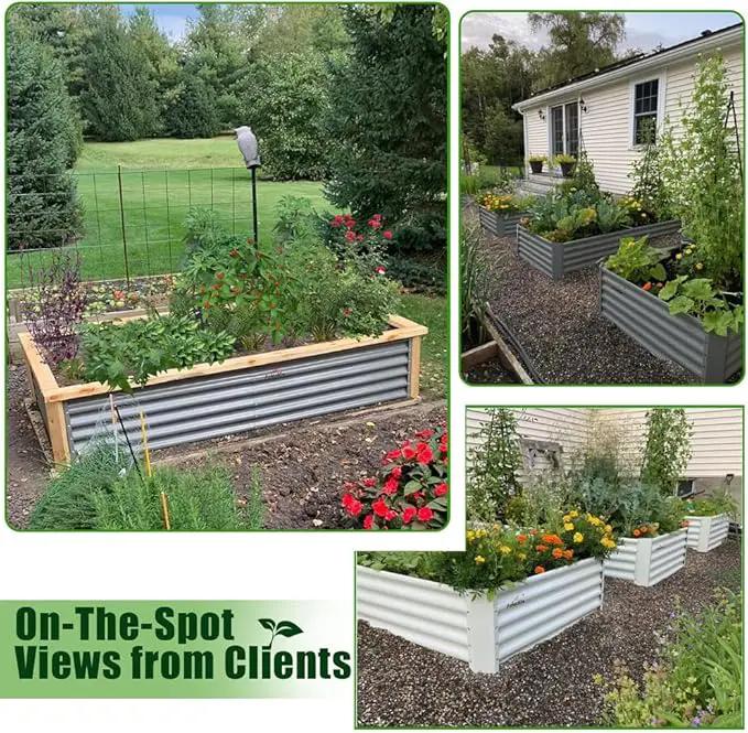 A ANLEOLIFE 8X4X1.5ft Galvanized Raised Garden Bed Kit, Rectangular Large Metal Deep Root Planters for Outdoor Plants Vegetables Flowers Herb, 359 Gallon Capacity- Quartz Grey by GreenHaven Gardens