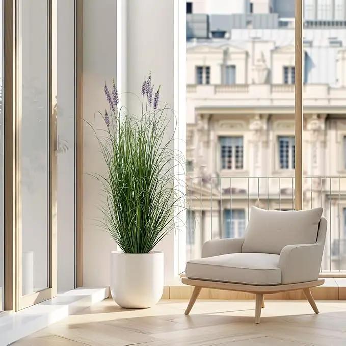 Artificial Plant 5ft Tall Artificial Lavender Plant,Faux Plants Indoor Home Decorative Artificial Plants & Flowers in Pot Fake Plant, House Plant Indoor by GreenHaven Gardens
