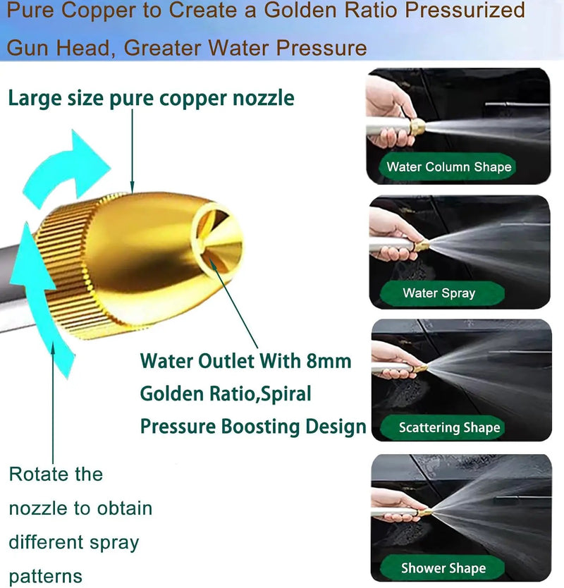Upgrade Garden Hose Nozzle,100% Heavy Duty Metal Spray Gun With Full Brass Nozzle,High Pressure Water Hose Nozzle Sprayer Head,3/4" Quick Connectors,for Lawn & Garden,Washing Cars,Showering Dogs&Pets by GreenHaven Gardens