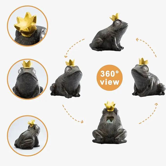 Garden Decor Statue Frog Prince,Solar Statue Decor Frog Prince,Resin Frogs Figurine with Solar Light for Patio,Balcony,Yard,Lawn Ornament,Perfect Garden Gift by GreenHaven Gardens