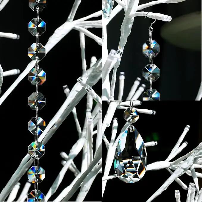 1ft 6pcs Teardrop Crystals Garland, Chandelier Hanging Crystals Beads Chain for Home Wedding Decoration Clear GOLDENHAITAI by GreenHaven Gardens