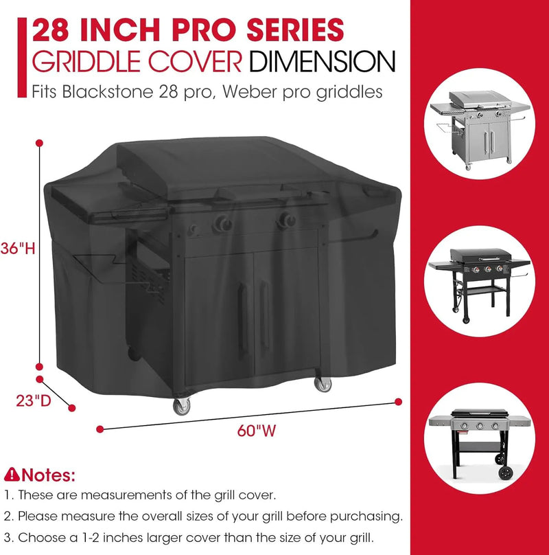 Unicook 28 Inch ProSeries Griddle Cover for Blackstone, Flat Top BBQ Grill Cover for Outdoor Grill, Heavy Duty Waterproof Cooking Station Protector with Sealed Seam, 60 Inch, Black by GreenHaven Gardens
