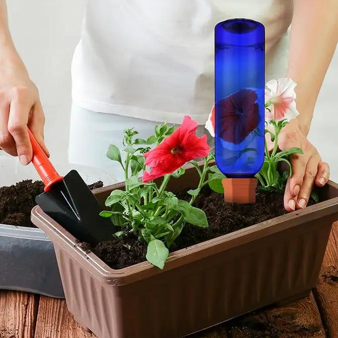 12 Pack Plant Watering Devices Include 6 Terracotta Self Watering Spikes and 6 Pcs 26 oz Plastic Bottles, Slow Release Vacation Insert Automatic Plant Waterer Device (Blue) by GreenHaven Gardens