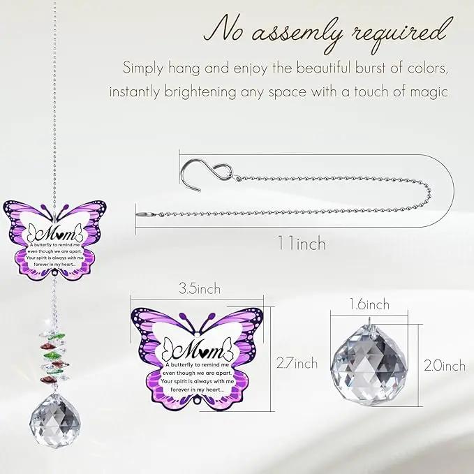 Memorial Gifts for Loss of Mom,Loss of Mother Sympathy Gifts,Sympathy Gift Idea Crystal Ball Suncatcher,Hanging Crystals Ornament for Window,Rainbow Maker by GreenHaven Gardens
