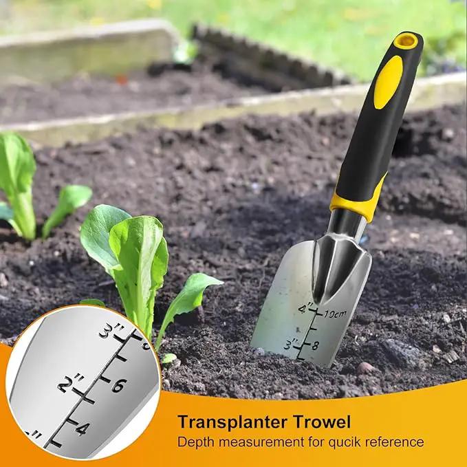 5 Pcs Gardening Tools Set with Heavy Duty Cast-Aluminium Heads and Non-Slip Rubber Grip, Including Transplanting Spade, Trowel, Cultivator, Pruner and Gardening Gloves, Great Gift for Woman by GreenHaven Gardens