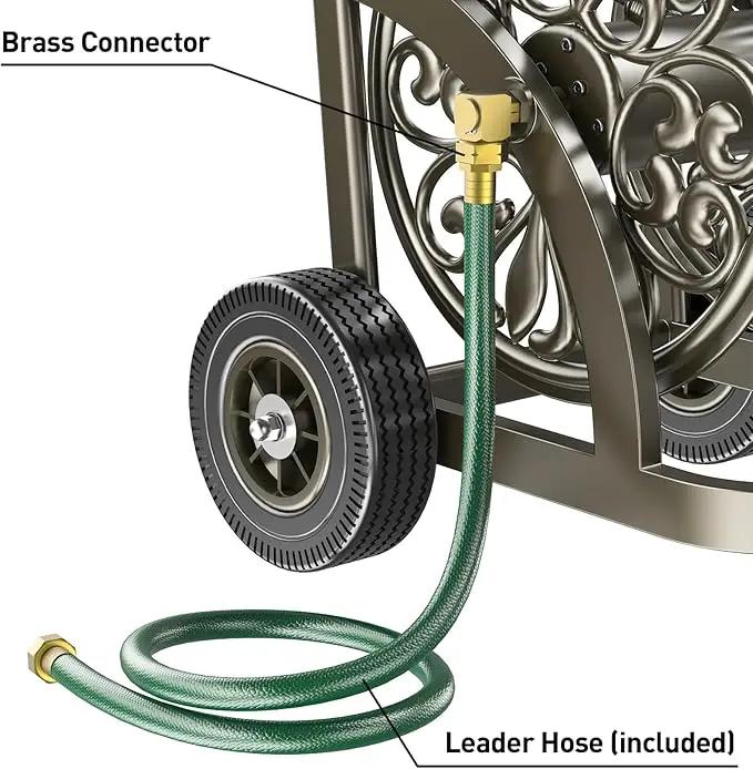 GOFORWILD Garden Hose Reel Cart with Wheel, Hold up to 200 Ft of 5/8" Hose, Heavy Duty Steel Frame Water Hose Reel Cart with Storage Basket, Mobile Hose Reel for Outside Garden Lawn Yard by GreenHaven Gardens