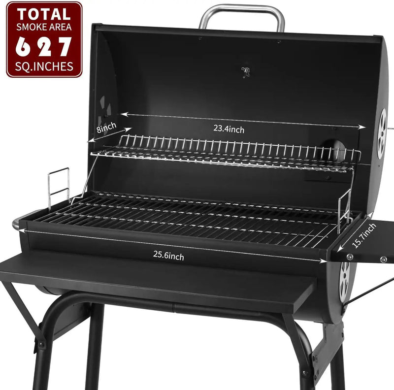 Charcoal Grills Outdoor BBQ Grill 30INCH Barrel Charcoal Grill with Side Table, 627 Square Inches, Outdoor Backyard Camping Picnics, Patio and Parties, Black by DNKMOR by GreenHaven Gardens