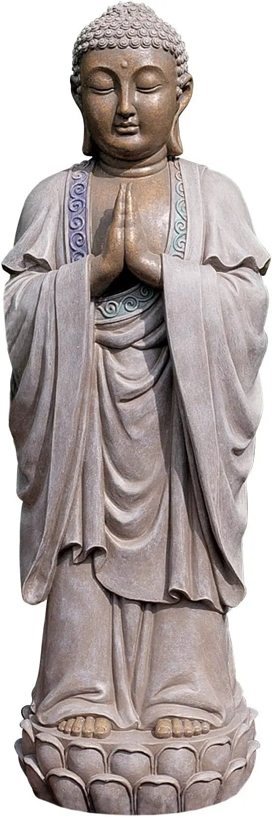 Design Toscano Bodh Gaya Asian Garden Statue, 9 inches wide, 30 inches tall, Cast Stone Resin, Faux Stone & Metallic Finish by GreenHaven Gardens