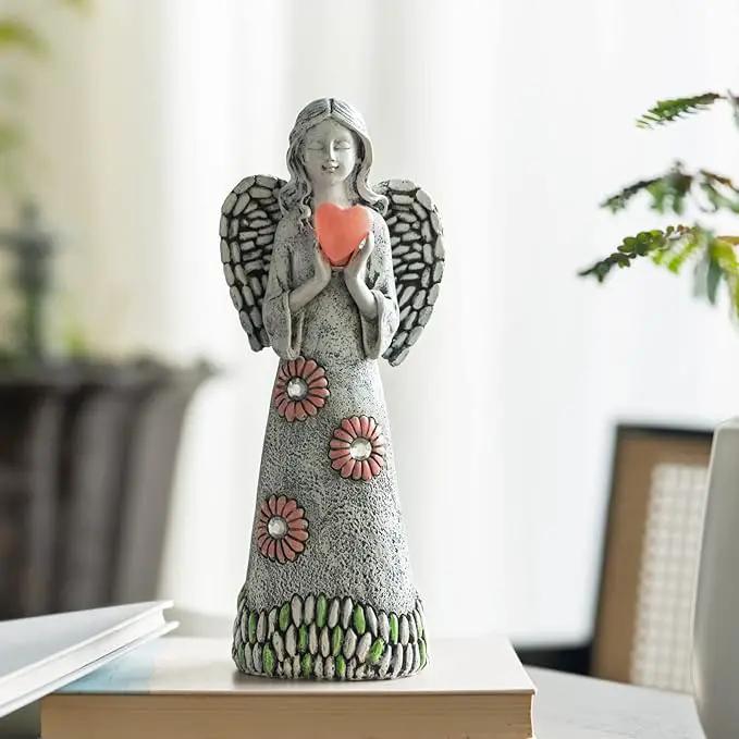 Solar Angel Garden Statue,Garden Angel Figurines,Solar Garden Sculpture with Resin Angel Decor for Patio Lawn Yard Porch Decorations,Housewarming Garden Gift,10.03inch by GreenHaven Gardens