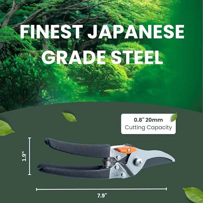 Saboten 7.9" Japanese Pruning Shears - forest Originals, Premium Steel Blades, Made in Japan, Rust Resistant, Gardening Scissors with Duracon Safety Lock by GreenHaven Gardens