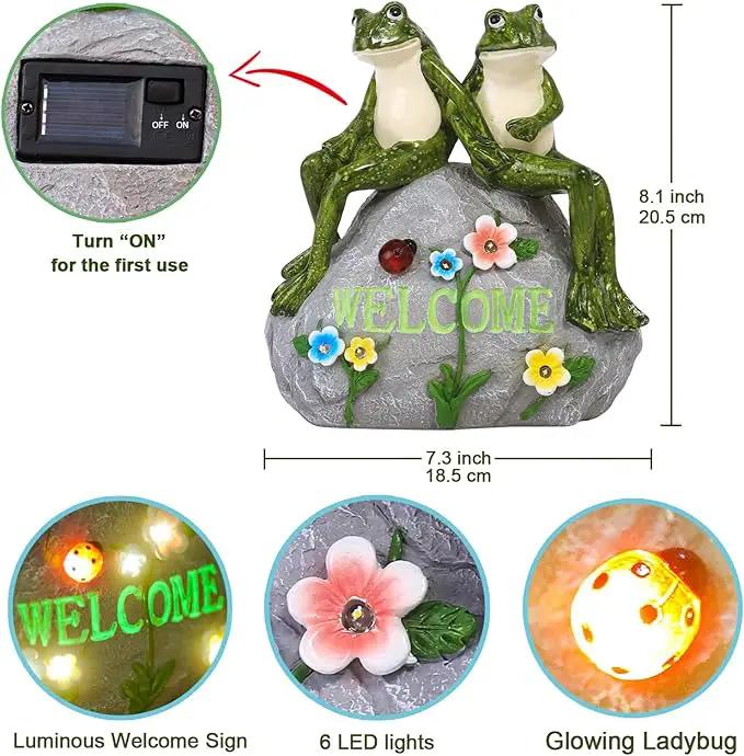Nacome Solar Garden Outdoor Statues Frog with Succulent and 7 LED Lights - Lawn Decor for Patio, Balcony, Yard Ornament - Unique Housewarming Gifts by GreenHaven Gardens