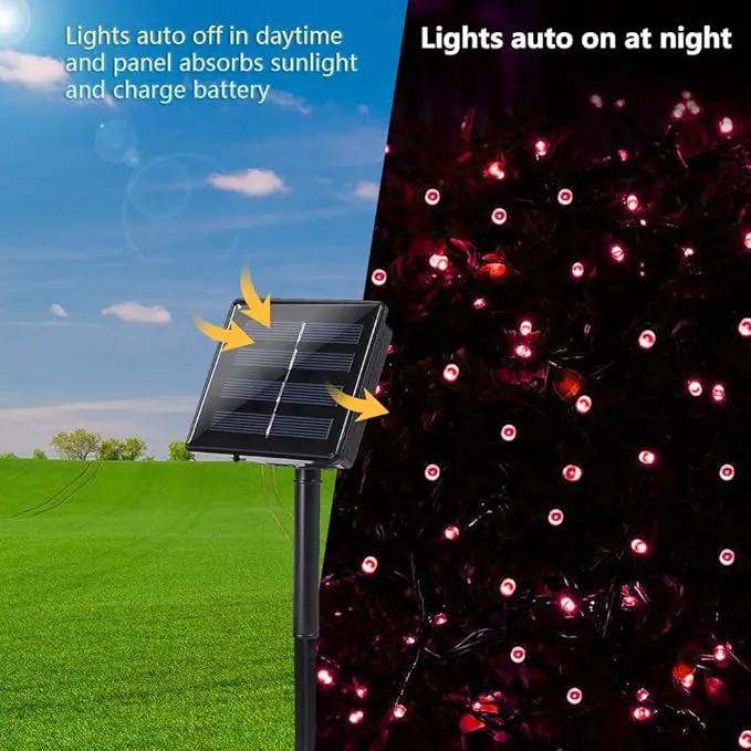 Toodour Solar Christmas Lights - 2 Packs Total 144ft 400 LED 8 Modes Waterproof Outdoor String Lights for Garden, Patio, Fence, Balcony, Christmas Tree Decor - Red by GreenHaven Gardens