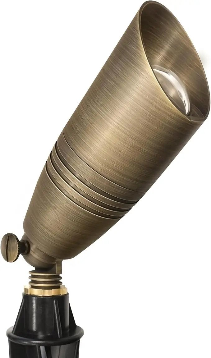 GKOLED Solid Brass Landscape Spotlight, 12V AC/DC Low Voltage Landscape Lights, Outdoor Directional LED Uplight Waterproof Fixture with ABS Spike, Garden Patio Trees Spot Up Light, No MR16 Bulb by GreenHaven Gardens