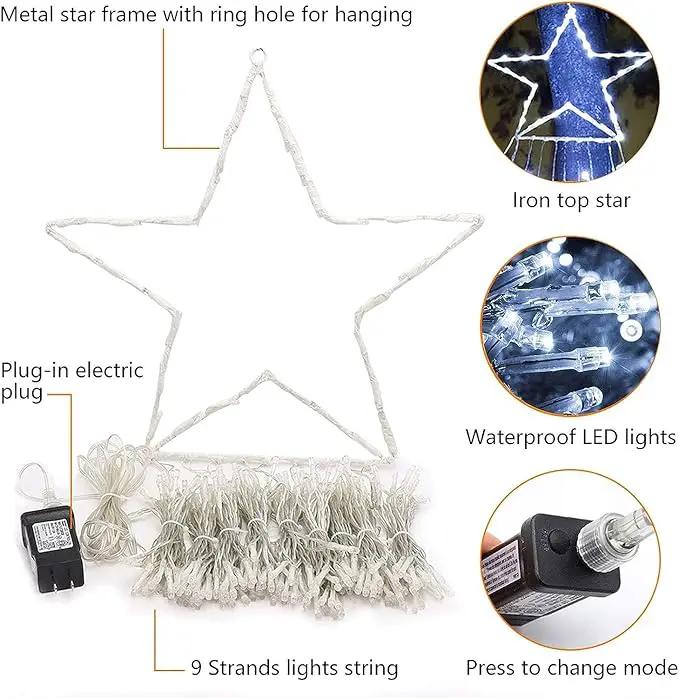 Christmas Decoration Lights, Outdoor Christmas String Lights 320 LED 11.5 Ft Waterfall Tree Lights with Big Star Topper 8 Light Modes for Christmas New Year Holiday Garden Yard Indoor Outdoor Decor by GreenHaven Gardens