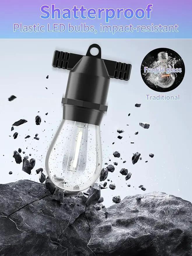 Led String Lights Outdoor 27Feet S14 Patio Light, Edison Shatterproof Bulbs Weatherproof Strand, Commercial Grade Patio Lights, Decorative for Garden or Patio by GreenHaven Gardens