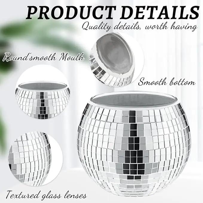 2 Pcs Disco Ball Vase, 5 x 6 Inch Mirrored Disco Ball Planters Perfect for Decorative Living Room, Bedroom, Dining Table, Wedding, Party, Birthday by GreenHaven Gardens