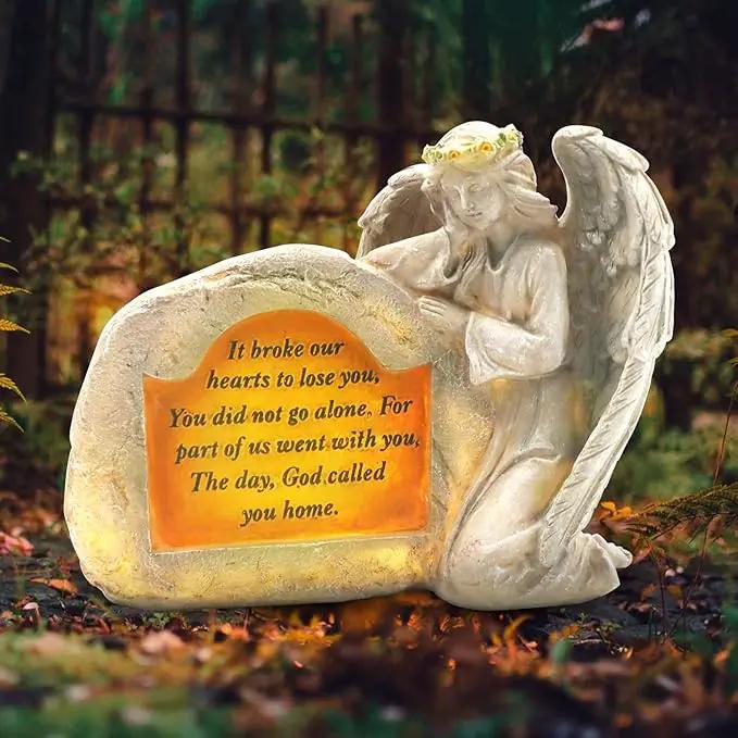 DKJOCKY Solar Angels for Cemetery, Angels Memorial Stone Gifts with Solar LED Light Garden Statues Grave Decorations for Cemetery, Sympathy Gifts for Loss of Loved One by GreenHaven Gardens