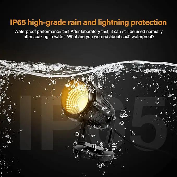 LemonBest Landscape Lights - 5W 110V Outdoor Spotlight - Waterproof IP65-3000K Warm White LED Landscape Lights - 5ft Cable for Yard Garden Patio Driveway House (Include Spike) (6 Pack) by GreenHaven Gardens