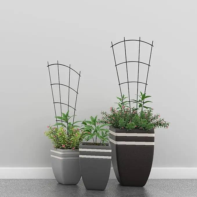 4 Pack 23'' Indoor Plant Trellis for Potted Plants Climbing, Outdoor Metal Garden Trellis Houseplants Flowers Vine Ivy,Fan Shape, Black by GreenHaven Gardens
