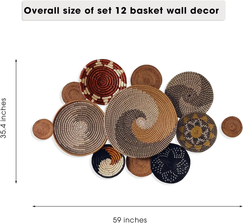Wall Basket Decor, Boho Wall Hangings, Decorative Baskets for Home, Boho Basket Wall Decor Set, Hanging Basket Wall, Woven Basket Set by GreenHaven Gardens