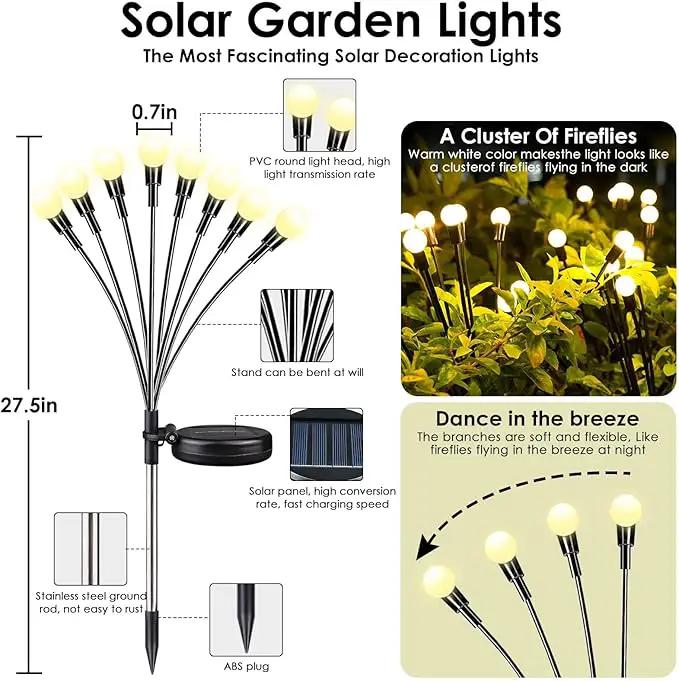 2025 Solar Lights Outdoor Waterproof , 10 Pack Solar Garden Lights, Solar Firefly Lights Outdoor Waterproof, Solar Twinkle Swaying Fairy Light for Yard Patio Pathway Garden Decoration (Warm White) by GreenHaven Gardens