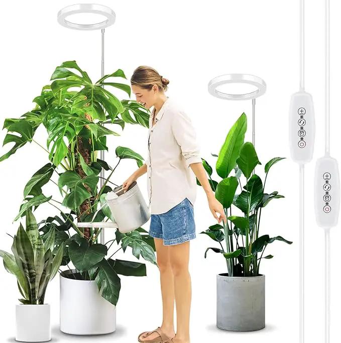 LORDEM 10" Grow Light for Indoor Plants, Full Spectrum Plant Lamp with160 LEDs, 4H/8H/12H Timer, 10 Dimmable Levels, 3 Spectrum Modes, Height Adjustable 61", Ideal for Large Tall Plants, Pack of 2 by GreenHaven Gardens