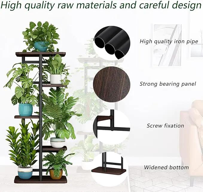 LINZINAR Plant Stand 5 Tier 6 Potted Indoor Plant Shelf Multiple Stands for Garden Corner Balcony Living Room by GreenHaven Gardens