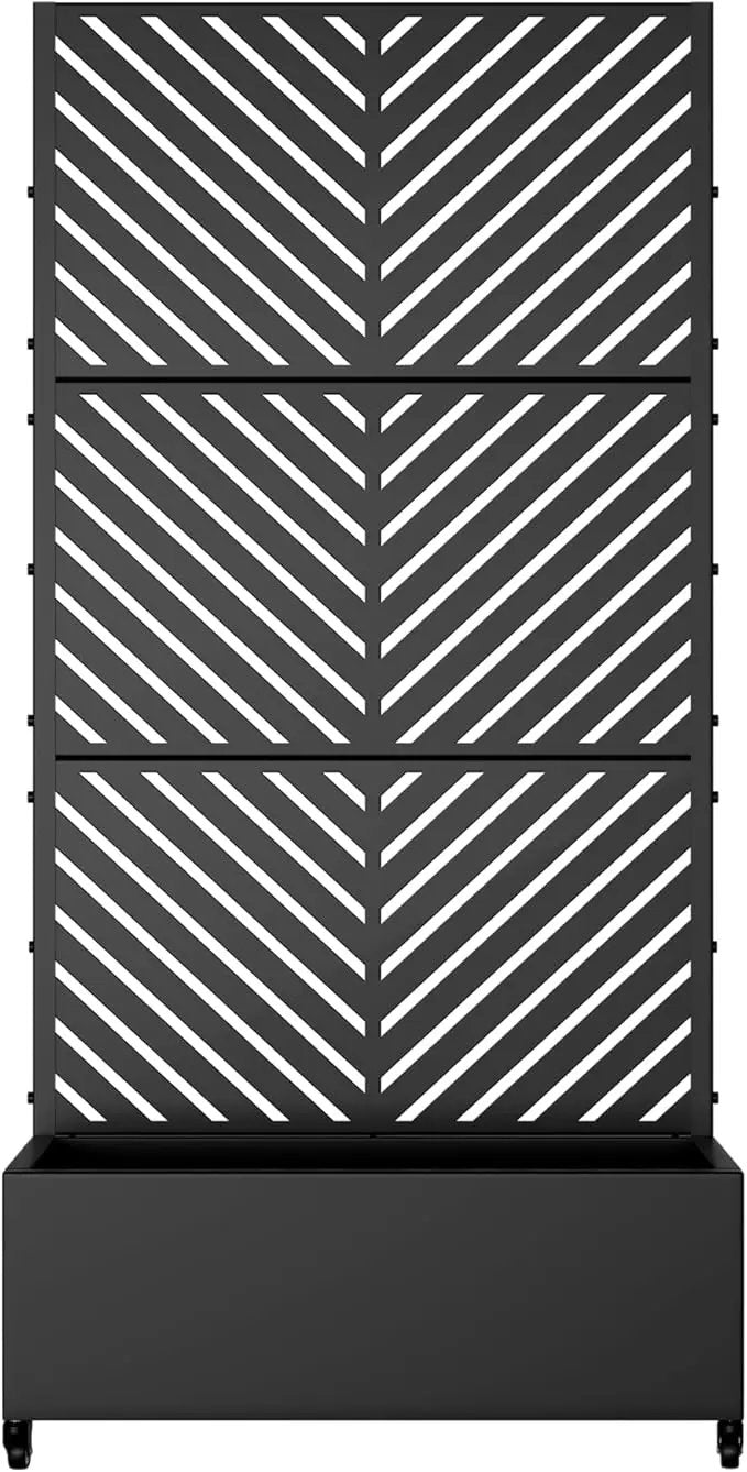 Casaphoria Metal Raised Garden Bed with Trellis and Wheels, 72"x35"x16" Planter Box for Climbing Plants, Vegetables & Vines, Features Drainage Holes and Privacy Screen (Black-Parallel) by GreenHaven Gardens