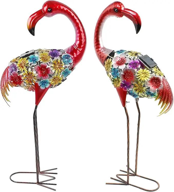 Solar Outdoor Garden Lights,25.3 Inch Height Metal Flamingo Sculptures Garden Statues,Mothers Day Ideal Gifts, Waterproof Path Lights Lawn Stake Ornaments for Patio Pathway Lawn Porch Yard Decoration by GreenHaven Gardens