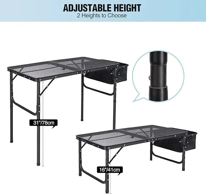 RedSwing Portable Grill Table with Sink for Outside, Aluminum Frame Folding Grill Stand Table for Outdoor Camping Picnic BBQ, Lightweight Adjustable Height, 36 x 20 x 31 Inches, Black by GreenHaven Gardens