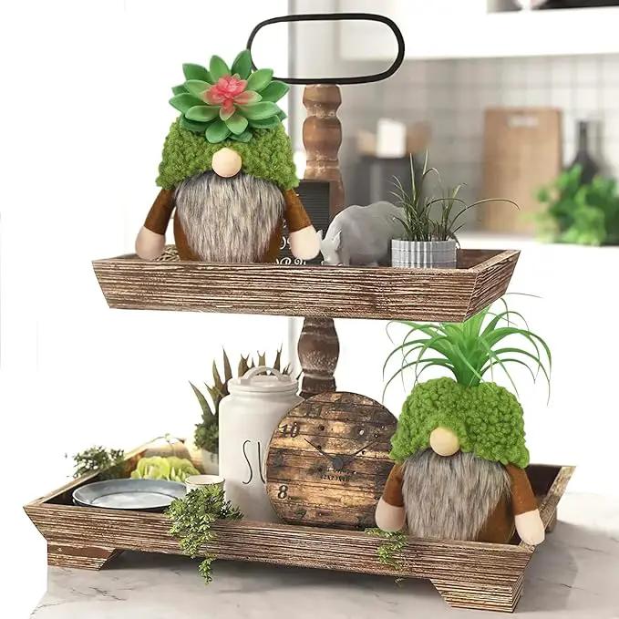 Upltowtme Succulent Gnomes Spring Green Plants Gnomes Swedish Plush Tiered Tray Decoration Tomte Doll Decor Cacti Nordic Dwarf Home Stuffed Gnomes Collection Garden Gift for Her Him Plant Lover by GreenHaven Gardens