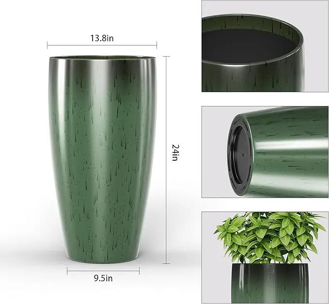 QCQHDU 24 inch Tall Planter for Indoor & Outdoor Plants, 2 Pack Sturdy Plant Flower Pots Modern Decor for Front Porch Patio Deck Living Room by GreenHaven Gardens
