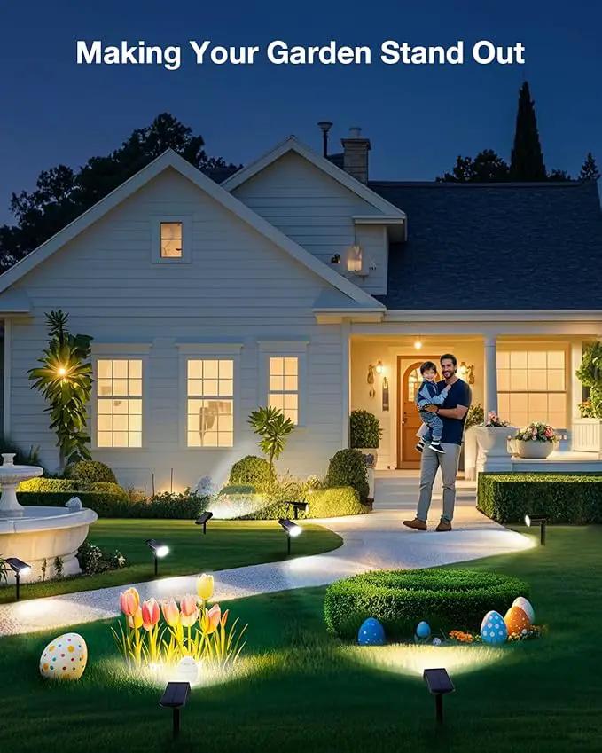 Solar Power Spotlight Outdoor Waterproof Landscape LED Accent Lighting for Yard, Tree, Plants, Walls, Path, Garden, Statues, Adjustable Brightness,Dusk to Dawn Long Lasting 6 Pack Cool White by GreenHaven Gardens