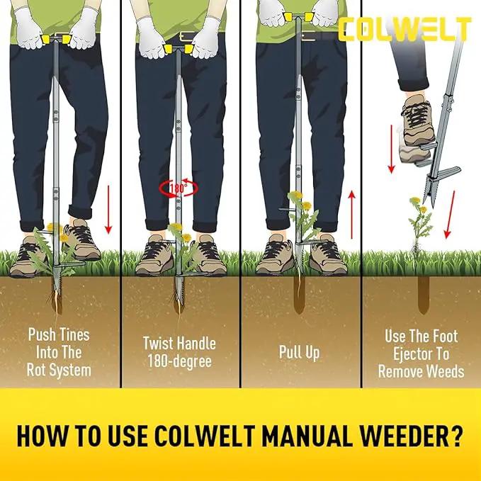 Colwelt Weed Remover Tool 39’’, Weed Puller Root Remover with Thick Steel Claw, Long Handled Weeding Tool with Easy Foot Ejector, Stand Up Garden Weeder Tool for Lawn Grass Dandelion Removal by GreenHaven Gardens