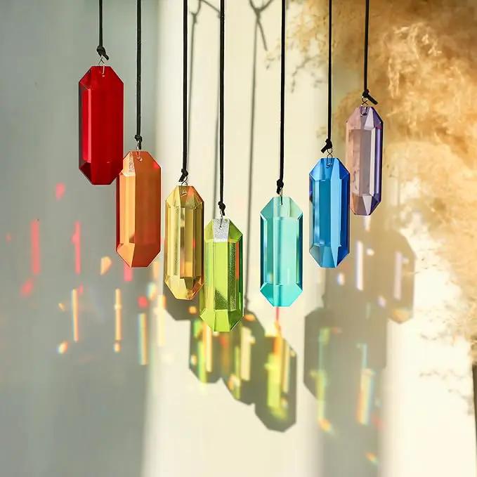 HDCRYSTALGIFTS 7pcs Crystal Suncatcher Prisms 3'' Window Hanging Ornament Rainbow Glass Prism Sun Catcher Decor for Home Garden by GreenHaven Gardens