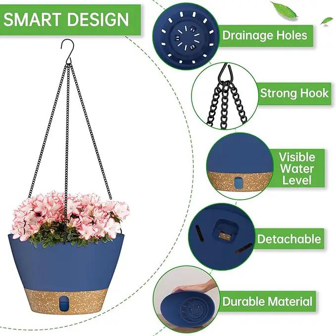 ZMTECH Hanging Planters for Indoor Plants Set of 2 Self Watering Hanging Pots Hanging Baskets Hanging Flower Pots for Outdoor Hanging Plants(8 Inch, Blue) by GreenHaven Gardens