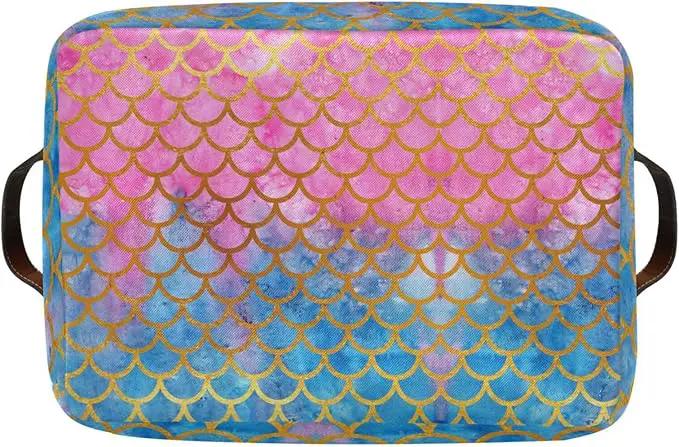 Mermaid Rectangular Storage Basket Organizer Bin Shelf Baskets For Clothes Gifts For Home Office Dorm by GreenHaven Gardens