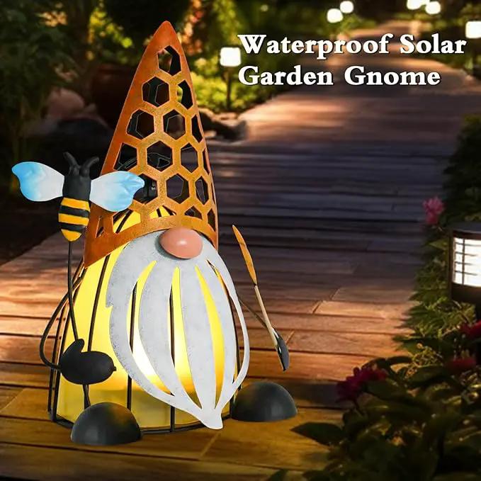 MUMTOP Solar Lights Outdoor Decorative Funny Gnome Waterproof Solar Powered LED Lights Metal Yard Art Decorations for Patio Garden Outside Lawn Backyard Balcony Decor by GreenHaven Gardens