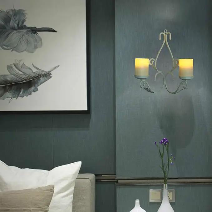 3 in 1 Lighting Chandelier, Metal Wall Sconce Set of 2, Table Centerpiece for Indoor or Outdoor, Chain and Candles Included, White by GreenHaven Gardens