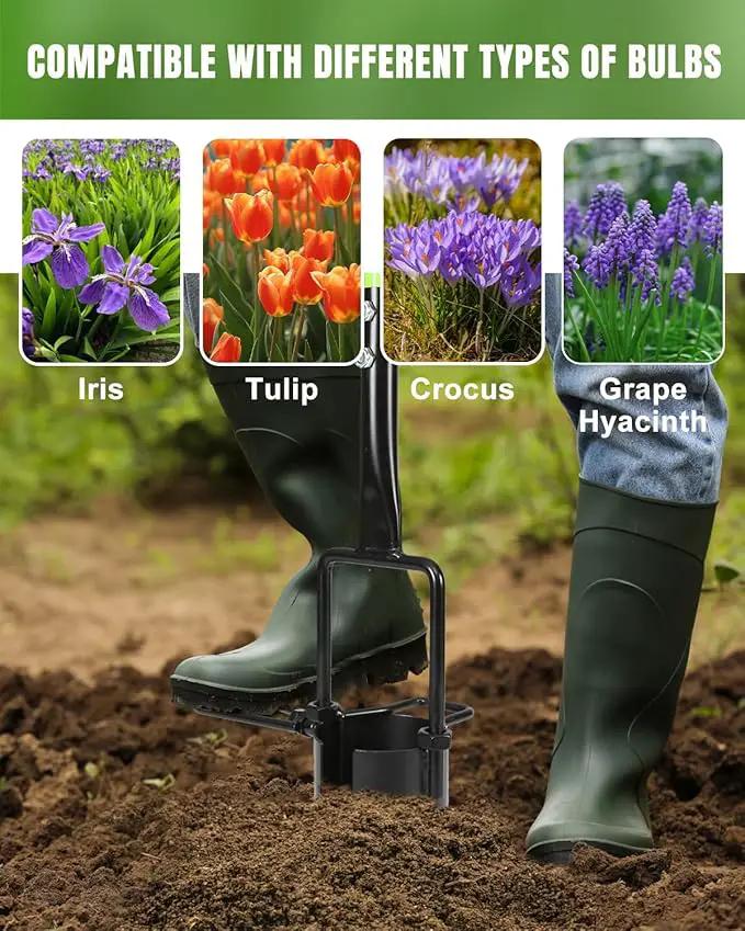 joyhalo Bulb Planter Tool Long Handle, 30in Serrated Base, 5 in 1 Lawn Tool, Sod Cutter, Grass Plugger Tool, Weeding, Transplanting, Garden Hole Digger for Plants, Flower Tulips Daffodils Lily by GreenHaven Gardens