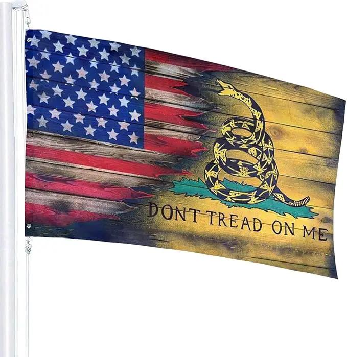 Us Flag Don‘t Tread On Me Flag 3x5 Feet Outdoor/Indoor Retirement Decoration Family America Flag Translucent Single Side Banner Sign by GreenHaven Gardens