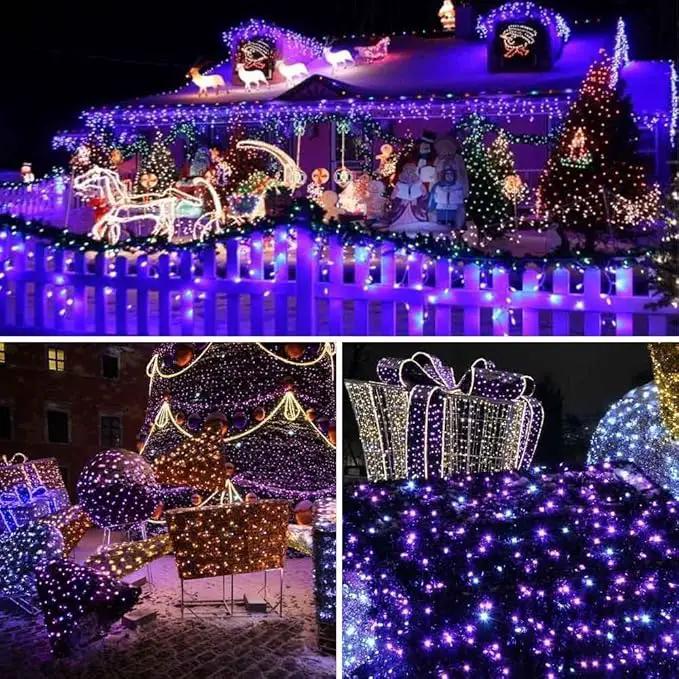 Toodour Solar Christmas Lights, 2 Packs Total 144ft 400 LED 8 Modes Solar String Lights, Waterproof Solar Outdoor Christmas Lights for Garden, Patio, Fence, Balcony, Christmas Tree Decor - Purple by GreenHaven Gardens