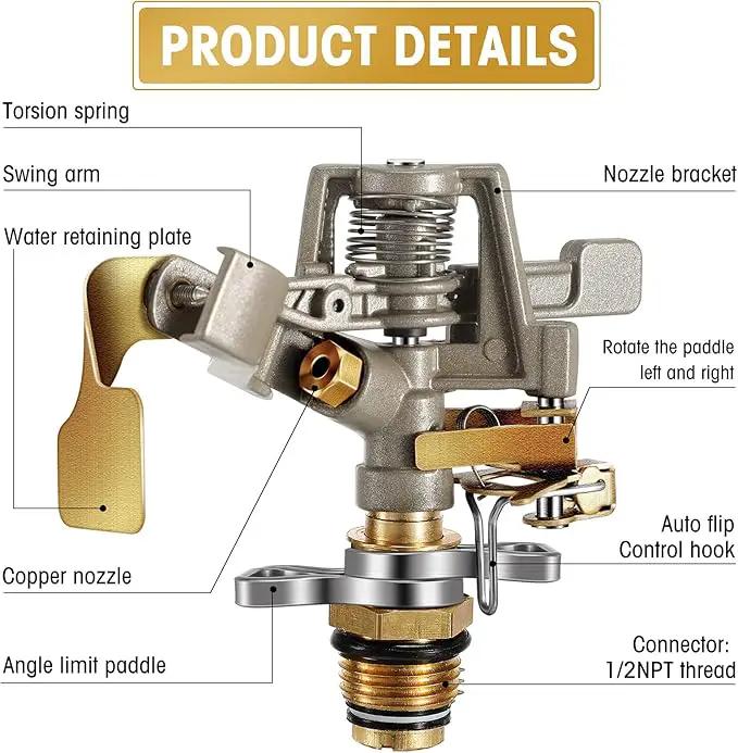 Impact Sprinkler Head Brass Pulsating Sprinkler Lawns Garden Adjustable 360 Degrees Watering Heavy Duty Sprinkler Head with Nozzles for Yard and Grass Irrigation (9 Pieces) by GreenHaven Gardens