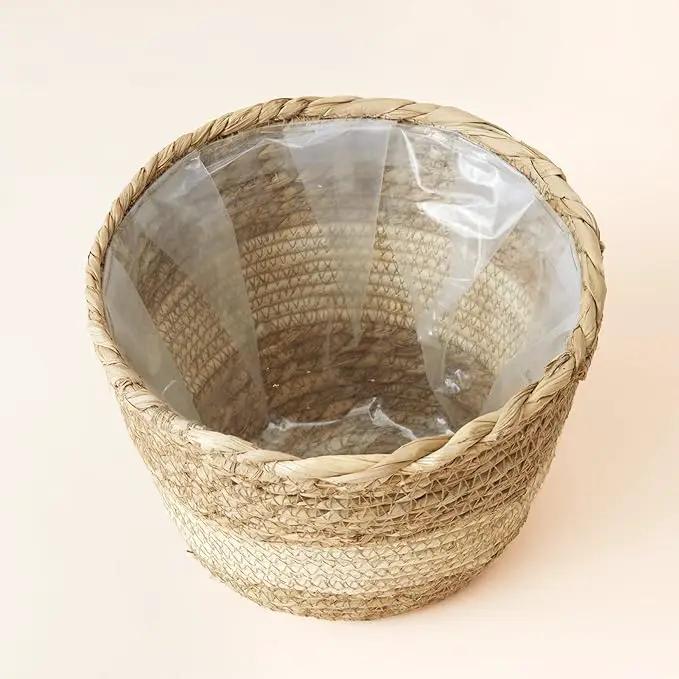 LA JOLIE MUSE Seagrass Planter Basket Indoor Outdoor, Flower Pots Cover, Plant Containers, Beige, 10 inch by GreenHaven Gardens
