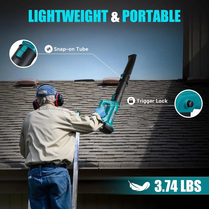 Cordless Leaf Blower for Makita 18V Battery, 450CFM 150MPH Electric Leaf Blower, 6 Speed Lightweight Handheld Leaf Blower for Lawn Care, Patio, Snow, Dust, Blowing Leaves (Battery NOT Included) by GreenHaven Gardens