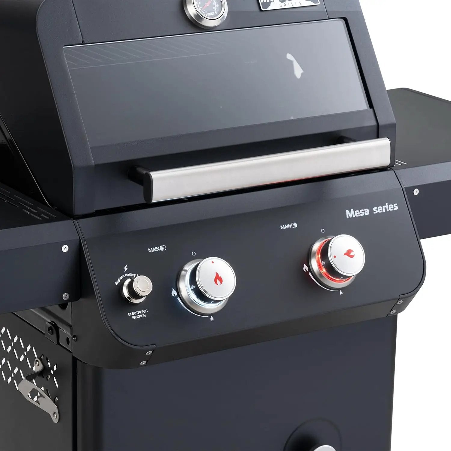 Monument Grills 2-Burner Foldable Stainless Steel Liquid Propane Gas Patio Garden Barbecue Grill with Clearview® Lid, Knob Control Mesa220 with BBQ Cover by GreenHaven Gardens