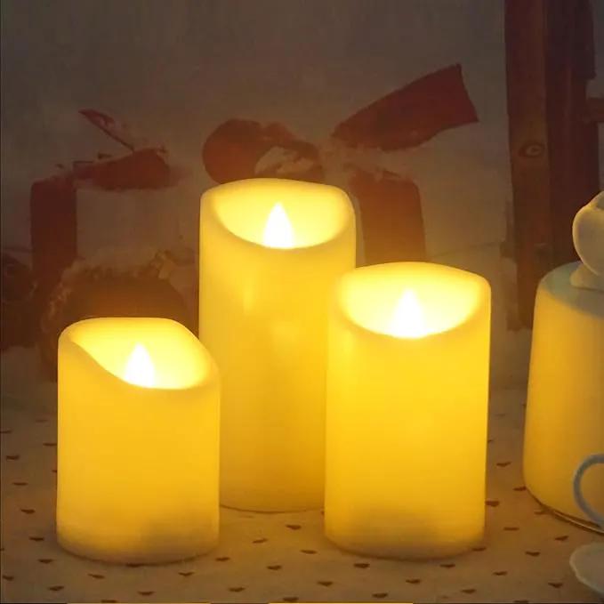 CANDLE CHOICE Waterproof Outdoor Battery Operated Flameless Candles with Auto Timer Flickering Plastic Resin Electric LED Pillar Lights for Lantern Patio Garden Wedding Party Decorations Pack of 4 by GreenHaven Gardens