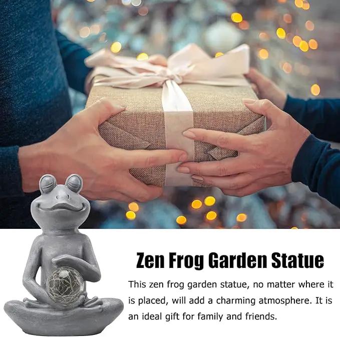 Solar Frog Garden Statues Meditating Yoga Frog Statue Housewarming Gifts for Women/Mom Zen Garden Frog Figurines for Lawn Patio Yard Porch Garden Decor Frog Decorations Gift Ideas by GreenHaven Gardens